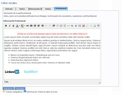 Ficha de miembro de Scrum Manager